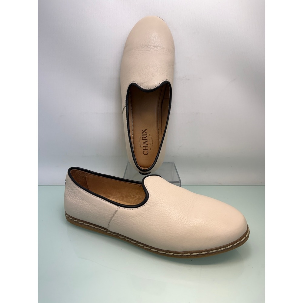 Charix Istanbul Artisan Leather Loafers Women 40 Cream Minimalist Quiet Luxury